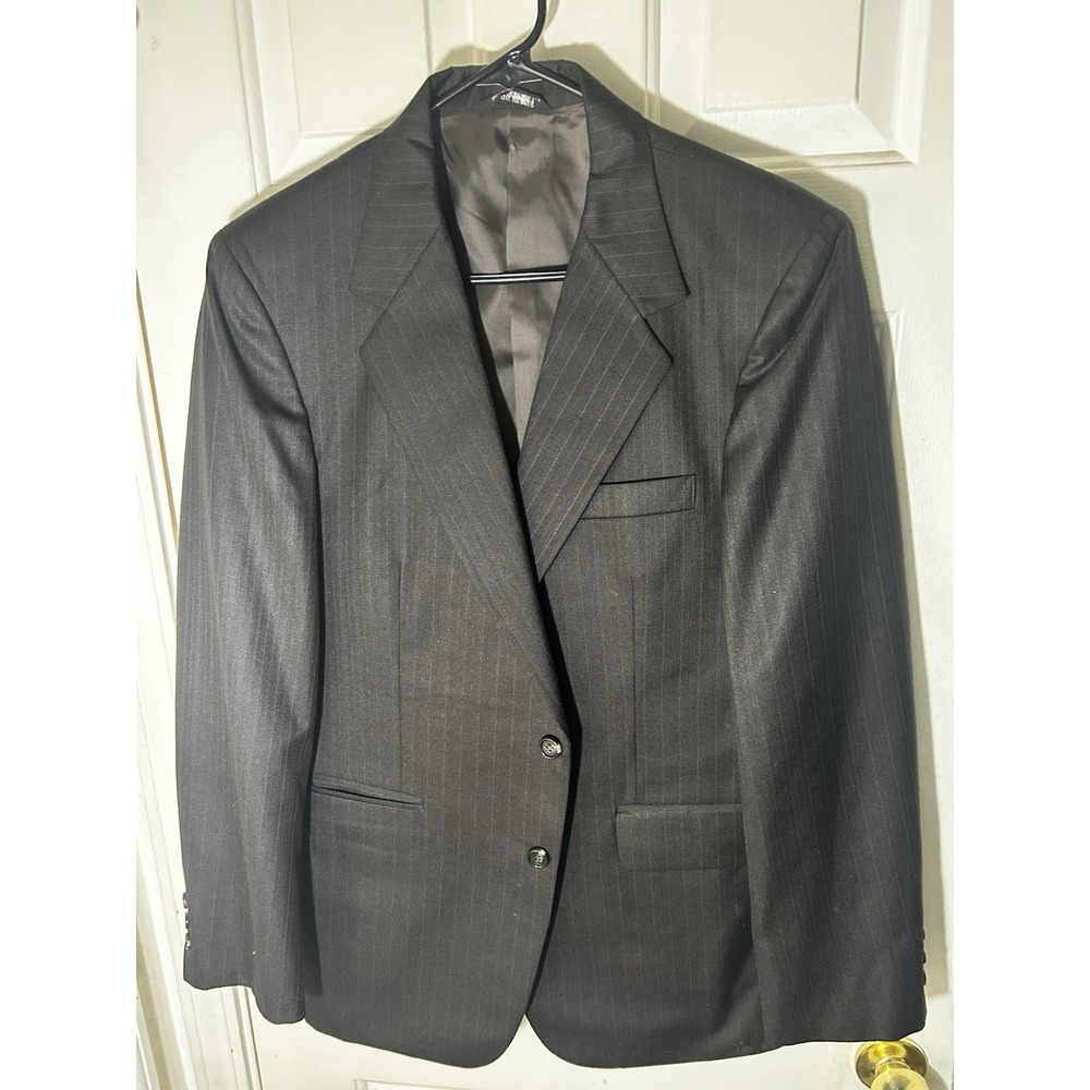 Giuseppi Verdi‎ Mens Suit Jacket 40R Dark Gray Pinstripe Blazer Wool Blend